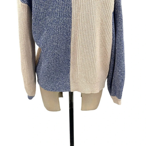 INTERMIX Aurora Two-Tone Rib Knit Cardigan Sweater Blue Beige Size XS - Picture 9 of 12